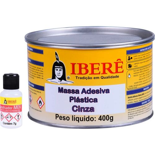 IBERE- MASSA PLASTICA CINZA 400G 